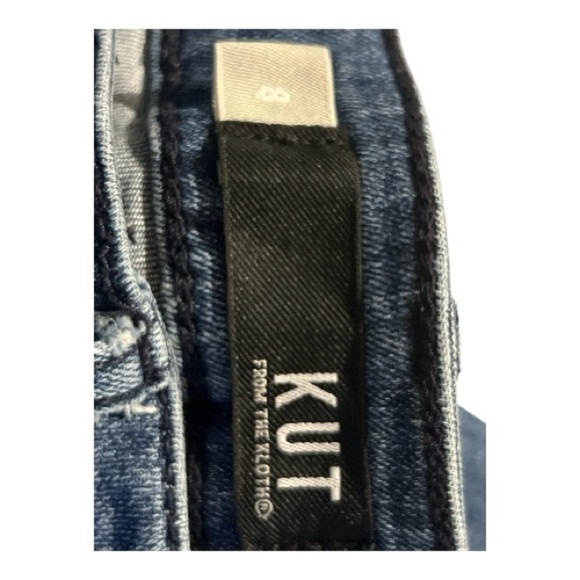 Kut from the Kloth Dark Blue Distressed Cropped Jeans - Picture 4 of 5
